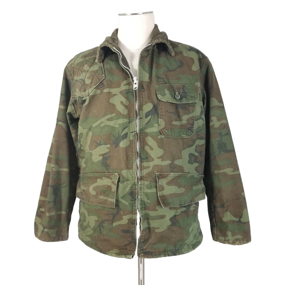 Vintage Sears Camo Hunting‎ Jacket Mens Large Camo/Orange Reversable